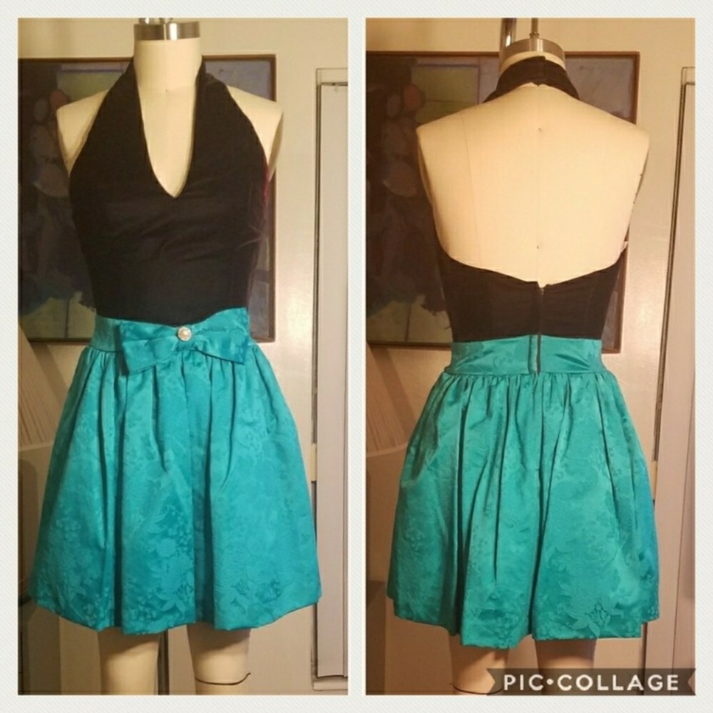Vintage velvet halter top dress